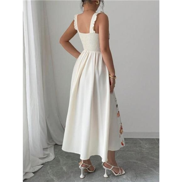 Printed Square Neck Midi Dress - Picture 4 of 7